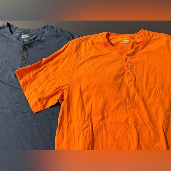 Set of 2 Men's Lands' End Short Sleeve T Shirts Size XXL 100% Cotton - Picture 1 of 14